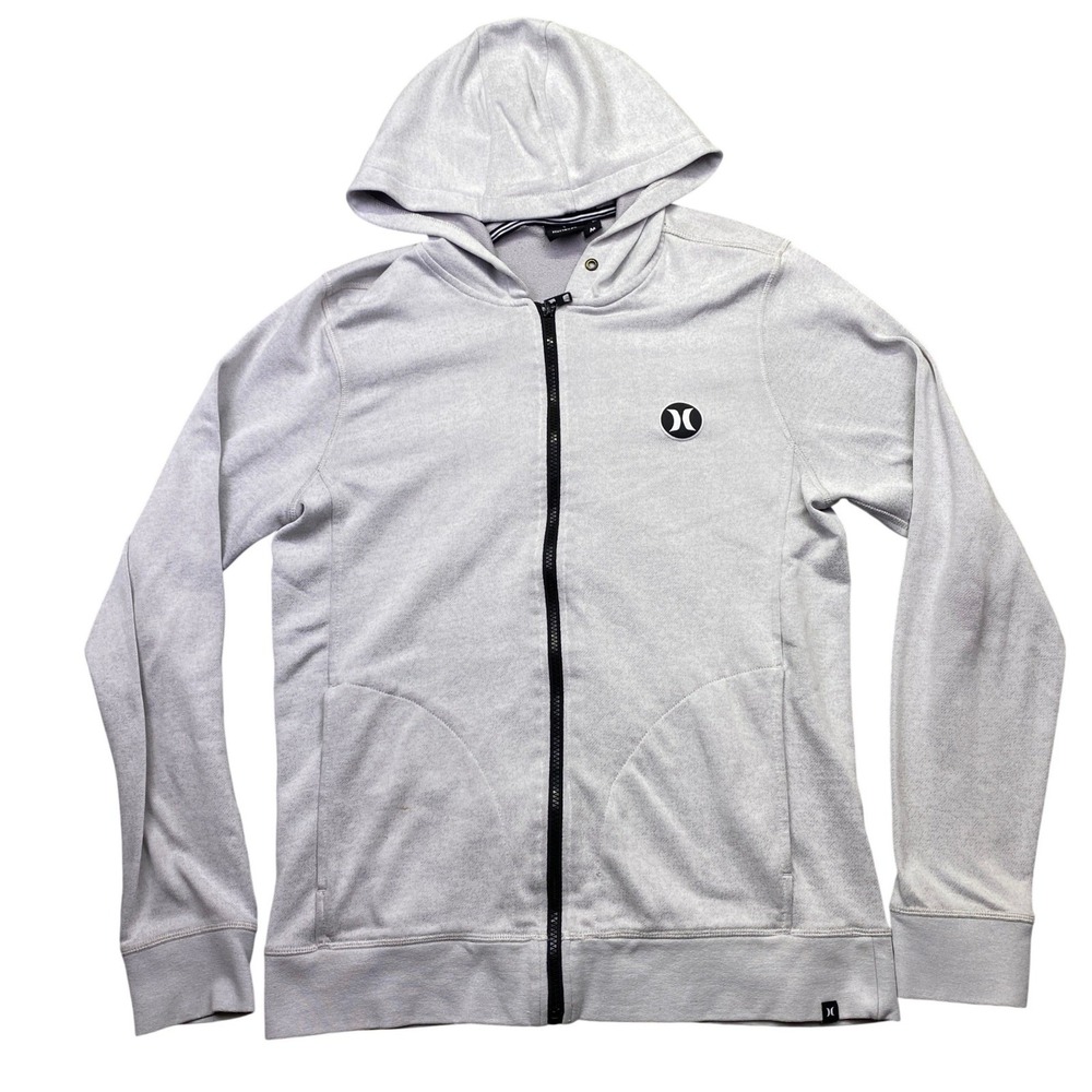Hurley Icon Pullover Zip Up Hoodie Light Gray Heathered Logo Casual Mens Size M